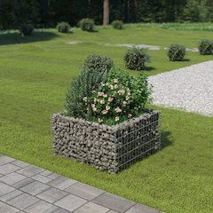Gabion Raised Bed Silver Galvanized steel 35.4 x 35.4 x 19.7 in