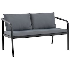 Sofa Dark Grey Frame, Light Grey Cushions Aluminum, 100% Polyester