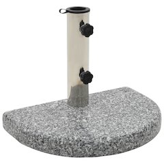Parasol Base Curved Grey Granite, Stainless Steel 22 lbs