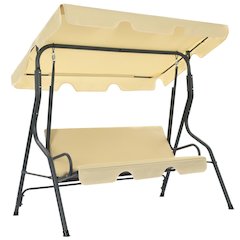 Garden Swing Seat Cream White Powder-coated steel, Polyester Large