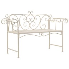 Garden Bench Antique White Metal 52 in width Decorative Inlays
