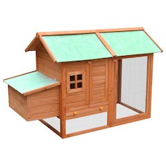 Chicken Coop Brown and Green Solid pine/fir wood
