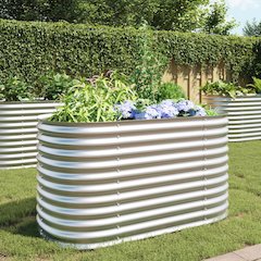 Garden Raised Bed Silver Galvanized Steel 63.0x31.5x31.9 in