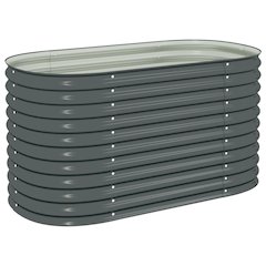 Garden Raised Bed Grey Galvanized Steel 63 x 31.5 x 31.9 in