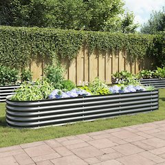 Garden Raised Bed Grey Galvanized steel Large Tough