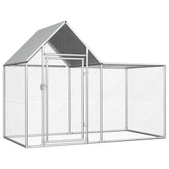 Chicken Coop Silver Galvanized Steel Large Durable Chicken Coop