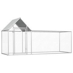 Chicken Coop Silver Galvanized Steel 9.8ft x 3.3ft x 4.9ft