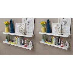 Wall Rack Set of 4 White MDF with a matte finish 39.4 in long