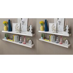 Wall Rack Set of 4 White MDF 47.2 in long Wall Mounted
