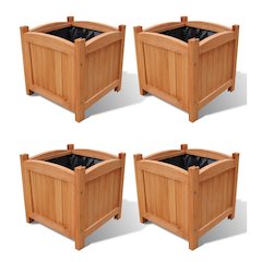 Raised Bed Set of 4 Wooden Solid wood, PE lining 12x12x12 in