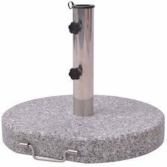 Parasol Stand Grey Polished granite and stainless steel 17.7 in
