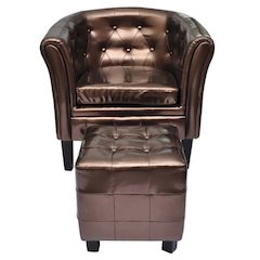 Chesterfield Set of 2 Brown Faux Leather Standard Durable