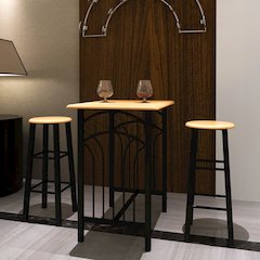Dining Set Black MDF Small Breakfast Table Rectangular