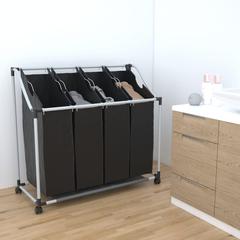 Laundry Sorter with 4 Bags Black Gray, 240367