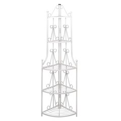 Plant Stand White Steel 5-tier Durable Plant Rack Triangular