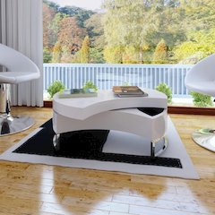 Coffee Table High gloss white MDF, Stainless Steel Compact