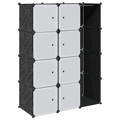 Modular Cabinet Black and White Plastic and Chromed Steel