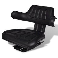 Tractor Seat Black Steel Standard Adjustable Armrests
