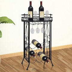 vidaXL Wine Rack with Glass Holder for 9 Bottles Metal, 240940