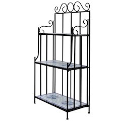 Plant Stand Blue and white mosaic Iron frame and ceramic tile