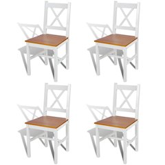 Dining Chair Set of 4 White and natural Solid pine wood Standard