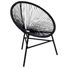 Chair Black Poly Rattan Standard Durable Chair Oval