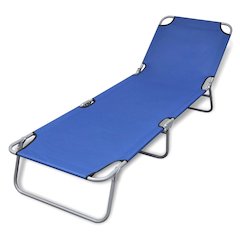 Sun Lounger Blue Powder-coated Steel Frame, Polyester Fabric
