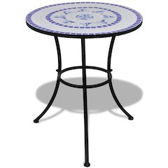 Garden Table Blue and White Tough Iron Frame 23.6 in diameter