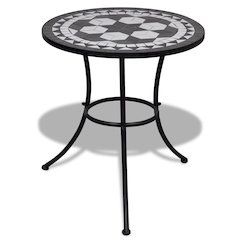 Garden Table Black and White Tough Powder-coated Iron