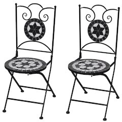 Garden Chair Set of 2 Black and White