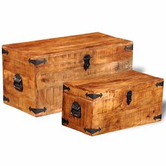 Storage Box Rough Mango Wood Multiple Sizes Included Sturdy