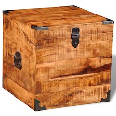 Storage Box Brown Rough mango wood 18.1 x 18.1 x 18.1 in