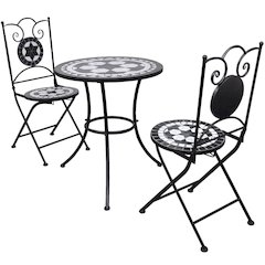 Patio Furniture Black and White Powder-coated steel and ceramic