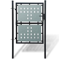 Black Single Door Fence Gate 39.4"x68.9"