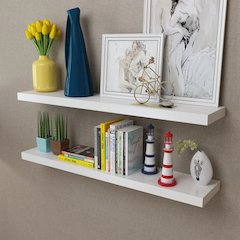 Wall Shelf Set of 2 White MDF