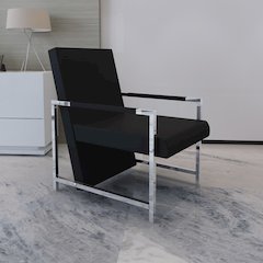Armchair Black Artificial Leather Standard Ergonomic Armchair