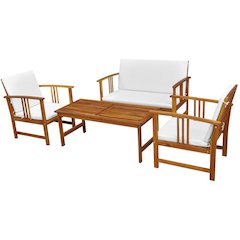 Garden Table And Chairs Brown Solid Acacia Wood Medium