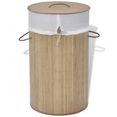 vidaXL Bamboo Laundry Bin Round Natural, 242723