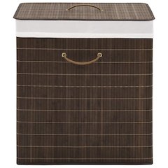 vidaXL Bamboo Laundry Bin Rectangular Dark Brown, 242726
