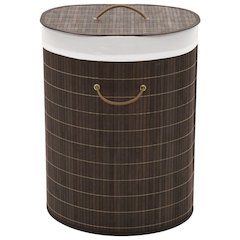 vidaXL Bamboo Laundry Bin Oval Dark Brown, 242728