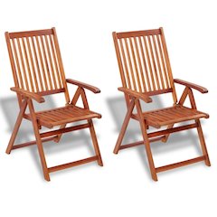 Dining Chair Set of 2 Natural Brown Solid Acacia wood Standard
