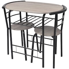 Dining Set Black MDF, Iron Medium Sleek Breakfast Bar Set