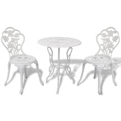 Bistro Table And Chair White Cast Aluminum Medium Fancy Design