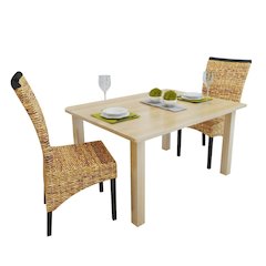 vidaXL Dining Chairs 2 pcs Abaca and Solid Mango Wood, 243233
