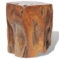 Stool Brown Solid teak wood Medium-sized Statement Piece Stool