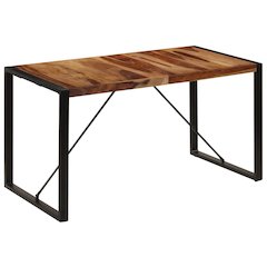 Dining Table Brown and Black Solid Sheesham wood 55.1 in