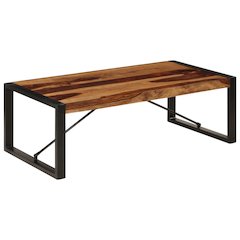 Coffee Table Brown Solid Sheesham wood, Powder-Coated Steel
