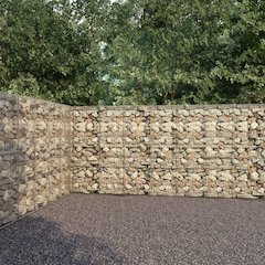 vidaXL Gabion Wall with Covers Galvanised Steel 354.3"x19.7"x78.7", 144916