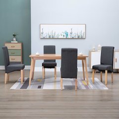 Dining Chair Set of 4 Gray Fabric and wood