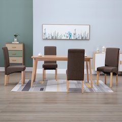 Dining Chair Set of 4 Brown Fabric and wood Standard Ergonomic